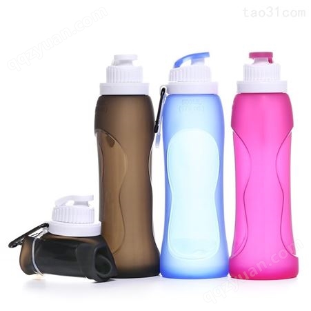 科安跨境新品硅胶折叠水杯 户外运动水壶硅胶 可印logo折叠水瓶