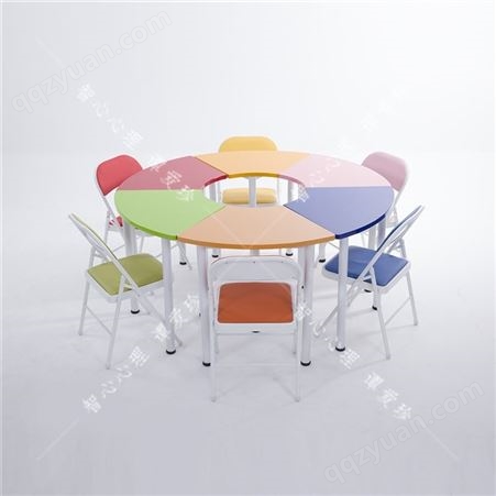 学校6，8色团体活动桌椅团体活动室标配可配彩色折叠椅