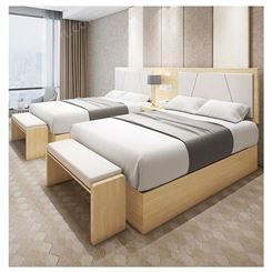 客房床定制 双人板式床标间整套 公寓民宿酒店家具客房床 质量保证