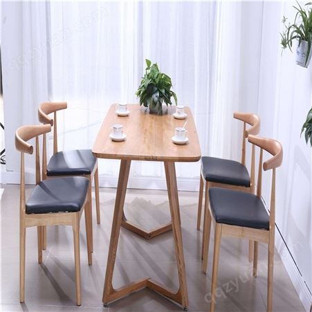 休闲咖啡椅定制价格 现代简约实木餐椅 软包咖啡椅 青岛万千家具