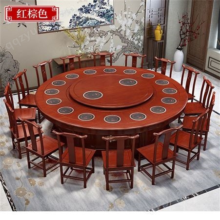 新中式电动圆桌 饭店用三米电动圆桌 折叠洽谈 橡木色电动圆桌定制
