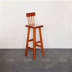 北欧家用高脚椅 铁艺实木椅 青岛西餐厅靠背吧椅子