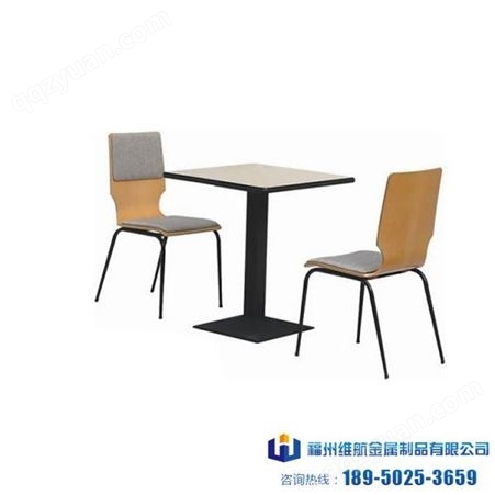 四人连体曲木桌椅 连体食堂餐桌椅 快餐店餐桌椅 可定制