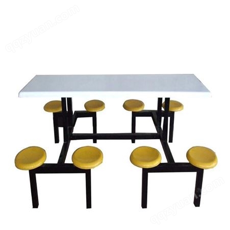 西安包邮不锈钢连体餐桌椅 员工食堂小吃饭店四人位不锈钢餐桌椅