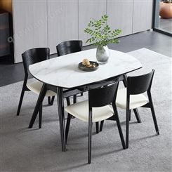 鼎富DF358岩板餐桌椅组合现代简约可折叠圆桌家用饭桌实木餐桌厂家直供