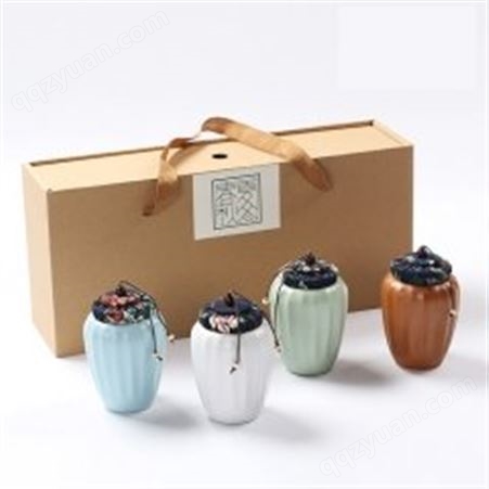 红素陶瓷茶叶罐礼盒套装茶仓收纳调味罐礼品定制 500套起订不单独零售