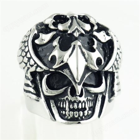 东莞五金厂定做 304不锈钢戒指 嘻哈个性骷髅头钛钢戒子加工