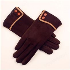 定制加工 户外保暖手套 保暖手套 女士鹿皮绒手套