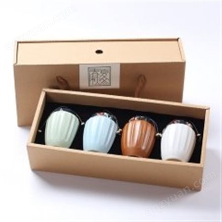 红素陶瓷茶叶罐礼盒套装茶仓收纳调味罐礼品定制 500套起订不单独零售