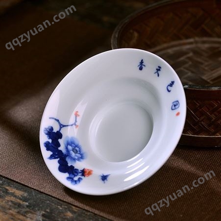 景德镇陶瓷盖碗茶杯220ml大号 青花瓷粉彩泡茶杯单个三才碗