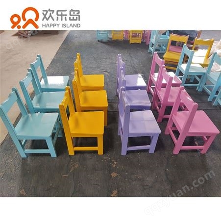 马卡龙色幼儿园桌椅实木材质早教中心彩色桌子板凳子家具厂家定做