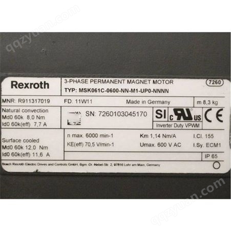 Rexroth伺服电机R911317019 MSK061C-0600-NN-M1-UP0-NNNN