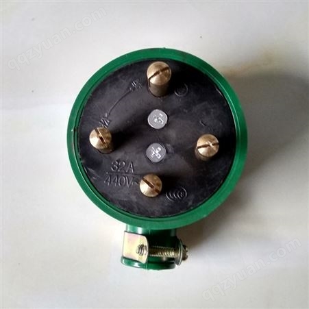 工业插座32A三相四线圆孔插座 绿色胶皮材质440V三相四线插头
