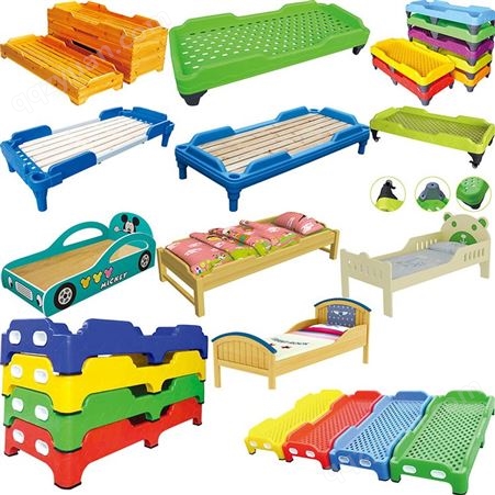 可定做幼儿园床家具厂批发直销 塑料床实木床幼儿园午休午睡床工厂