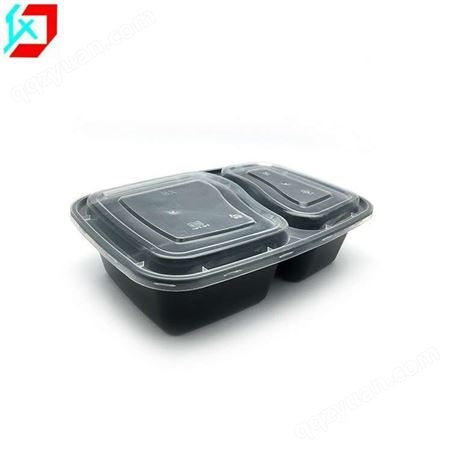 一次性外卖餐盒1200ml黑色pp欧式两格餐盒美式一次性快餐打包饭盒