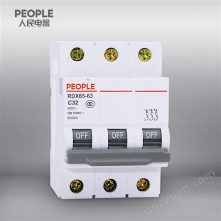 中国人民电器RDX65-63 D63 3P TC高分断小型断路器家用微型开关漏电保护
