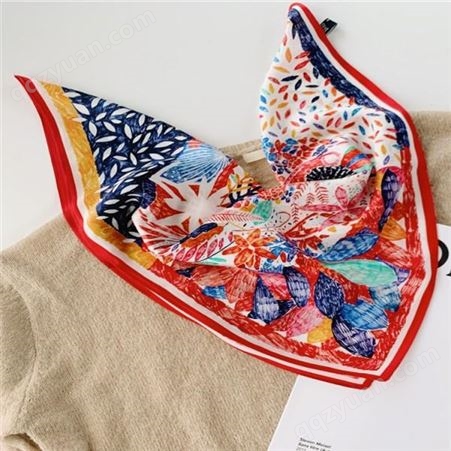 真丝丝巾 时尚花朵丝巾 支持定制 和林服饰