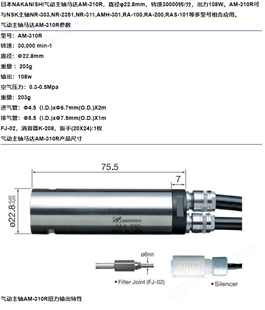 日本NSK气动主轴PMR-3005K日本高速气动钻