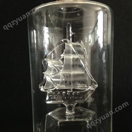 六角玻璃瓶 手工吹制磨砂船白酒瓶   异形小船醒酒器  帆船泡酒瓶