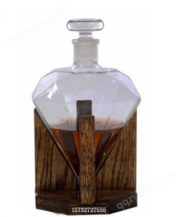   钻石玻璃红酒瓶  加厚耐热无铅玻璃   磨砂口密封瓶   家用透明空酒瓶  泡酒器