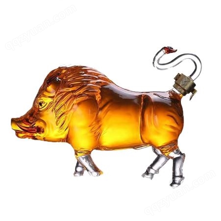 沧州特产  野猪造型玻璃  工艺酒瓶  吹制手工猪  猪造型玻璃  工艺酒瓶  吹制玻璃  动物猪形状 红酒瓶子人参瓶子