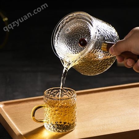玻璃茶壶  耐高温加厚  侧把壶  煮茶器  日式木柄  烧水壶