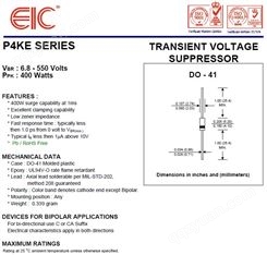 美国EIC代理 P4KE200 TVS瞬态电压抑制二极管 P4KE系列