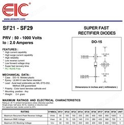 美国EIC SF21 SF22 SF23 SF24 2.0A超高速整流二极管