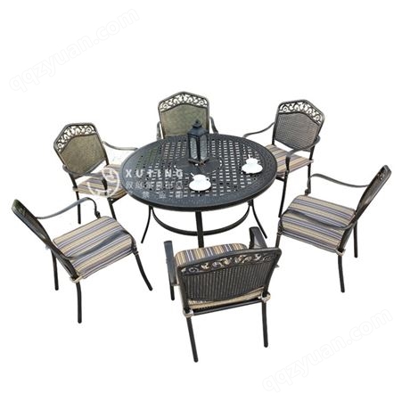 户外庭院阳台桌椅六人铸铝室外休闲露天花园别墅景区酒吧桌椅家具