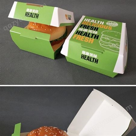 一次性纸餐盒 绿色免折汉堡盒西餐 透明方形外卖打包盒 济南厂家