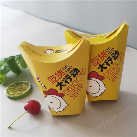 彩印薯条盒定制  鸡米花小吃纸盒  鸡块油炸食品包装盒  定做