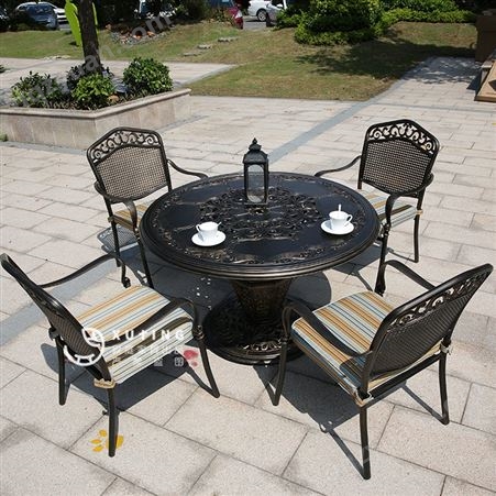 户外桌椅庭院欧式铸铝三五件套露台露天室外花园铁艺家具阳台休闲
