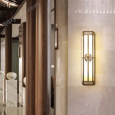 仿云石新中式户外壁灯 大门两侧古铜中式墙壁灯订做厂家
