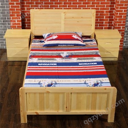 3溢彩家具厂家订做制床头柜松木床单层单人床员工宿舍实木床1.8米TM-1190溢彩家具光彩家具